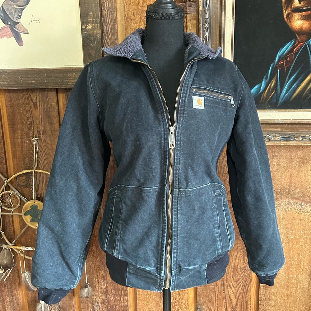 Carhartt Women's Sherpa Lined Bomber Style Utility Short Jacket Size XS